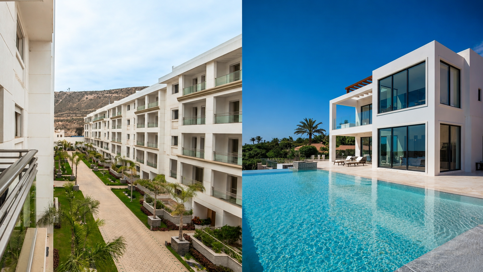 Apartment residence and private villa investment comparison in Agadir, Morocco