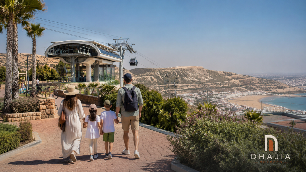 Family activities overlooking Agadir Bay and the Agadir cable car