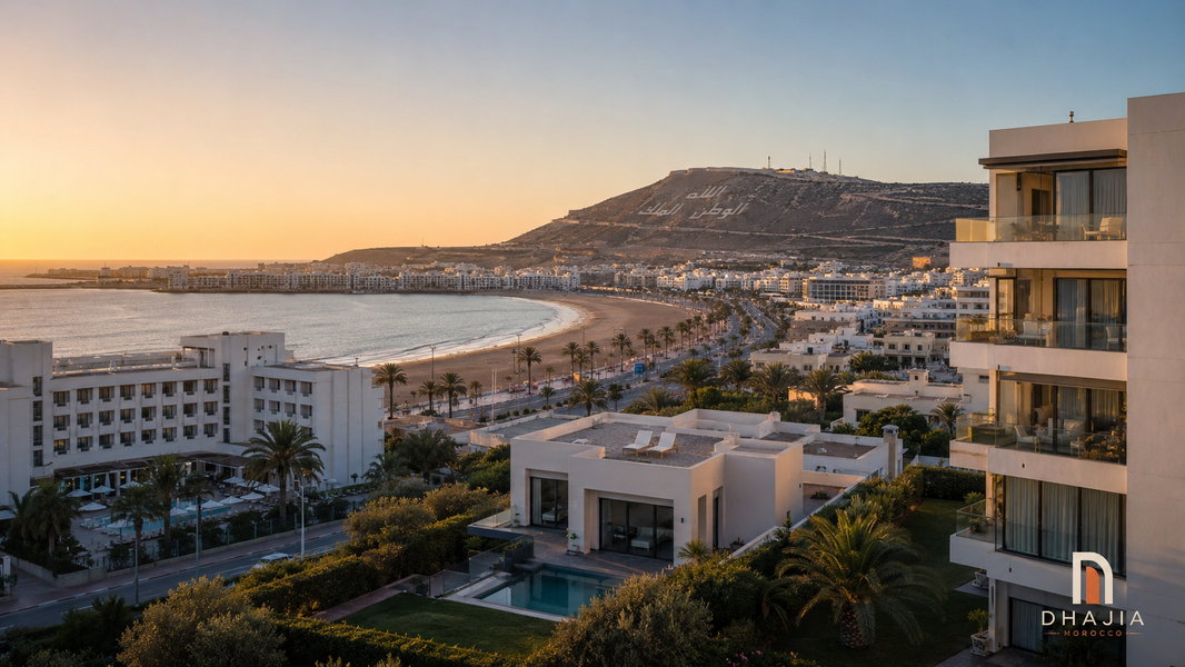 Hotels, apartments and villas overlooking Agadir Bay