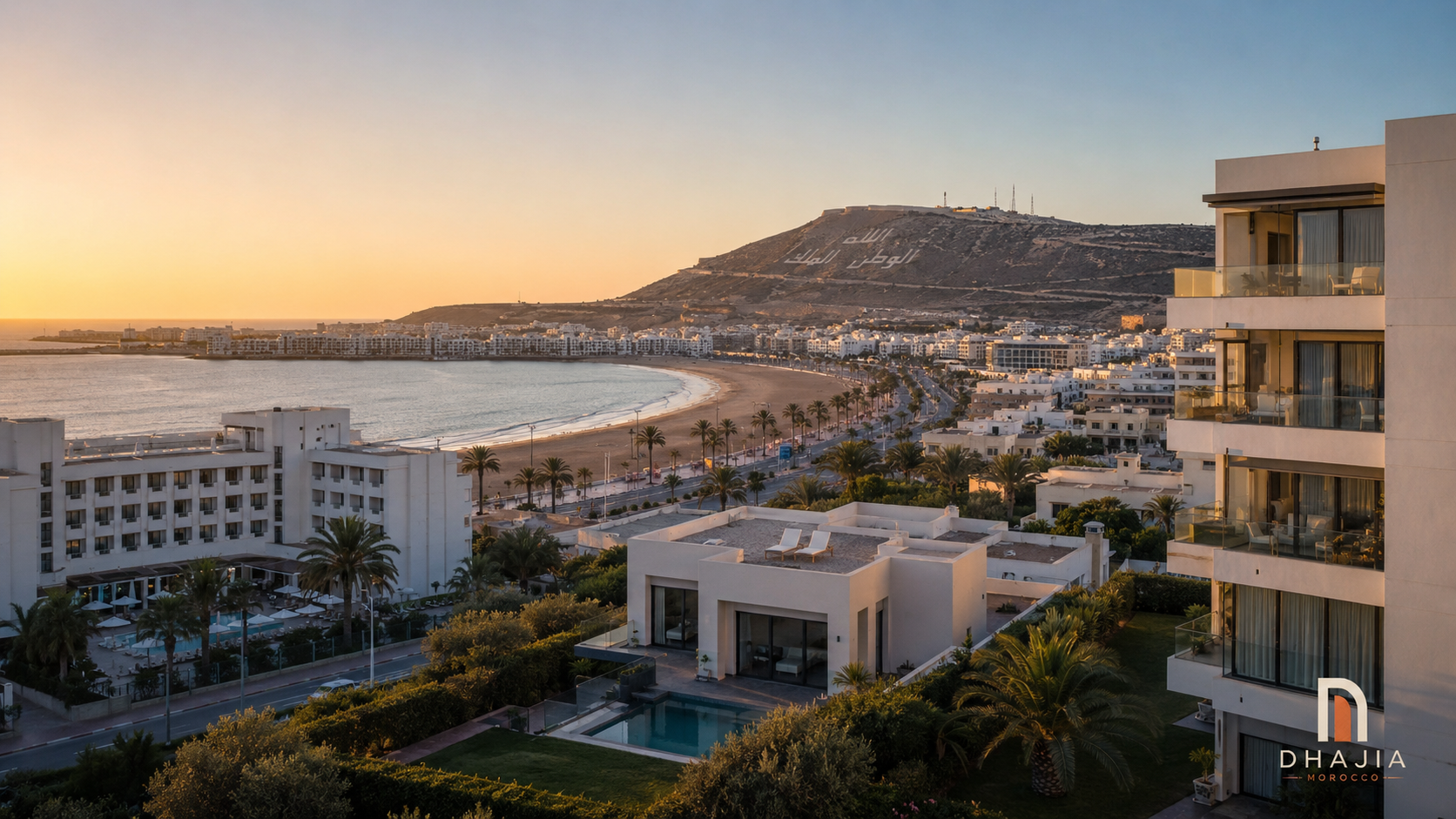 Hotels, apartments and villas overlooking Agadir Bay