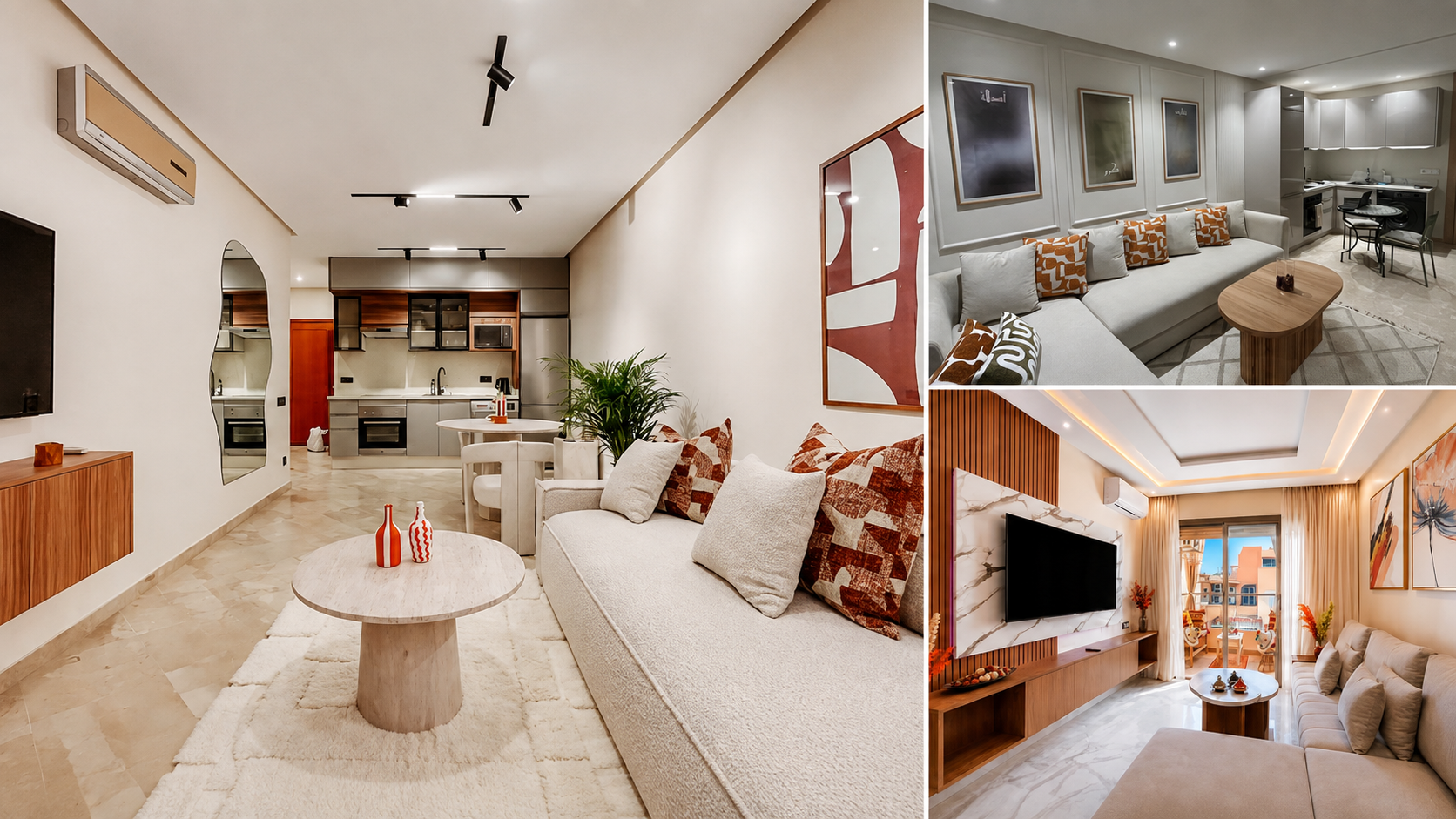 Durable furnished apartment interiors illustrating guest-damage prevention for an Agadir holiday rental