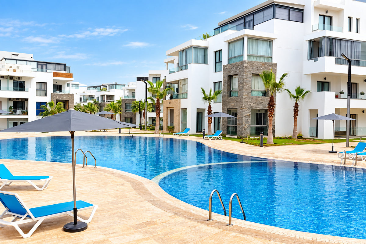 DHAJIA Morocco Hivernage Agadir Bay pool area with loungers