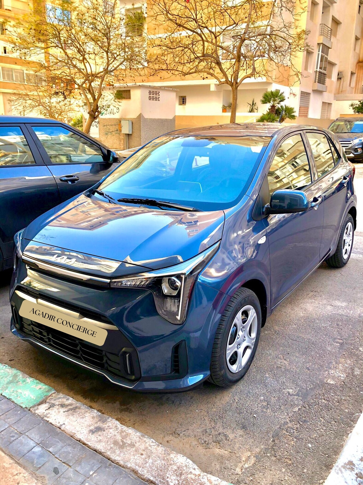 Blue Kia Picanto available for DHAJIA Morocco car hire in Agadir