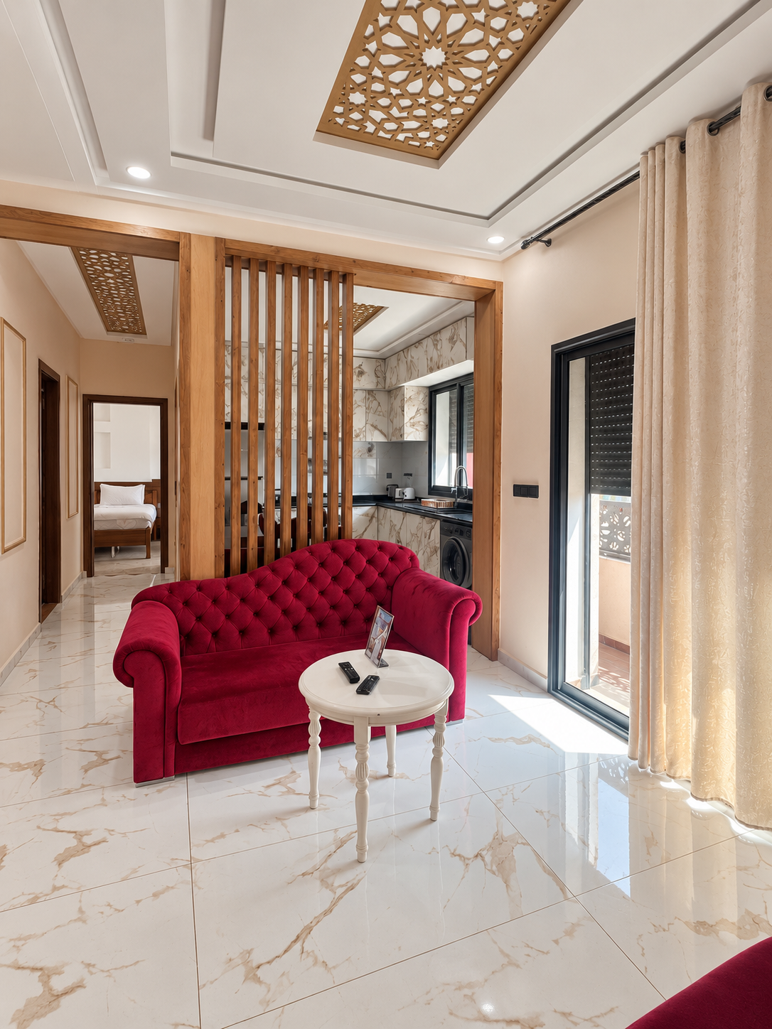 Królewski Marokański Salon – Apartament z 2 sypialniami w Agadirze
