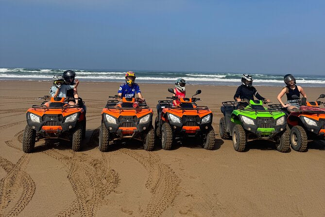 Quad bikes lined up by the coast — Agadir Quad biking tour