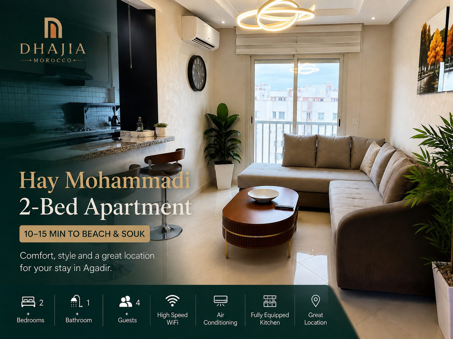 DHAJIA Hay Mohammadi Modern 2-Bed Apartment + 10–15 Min to Beach & Souk