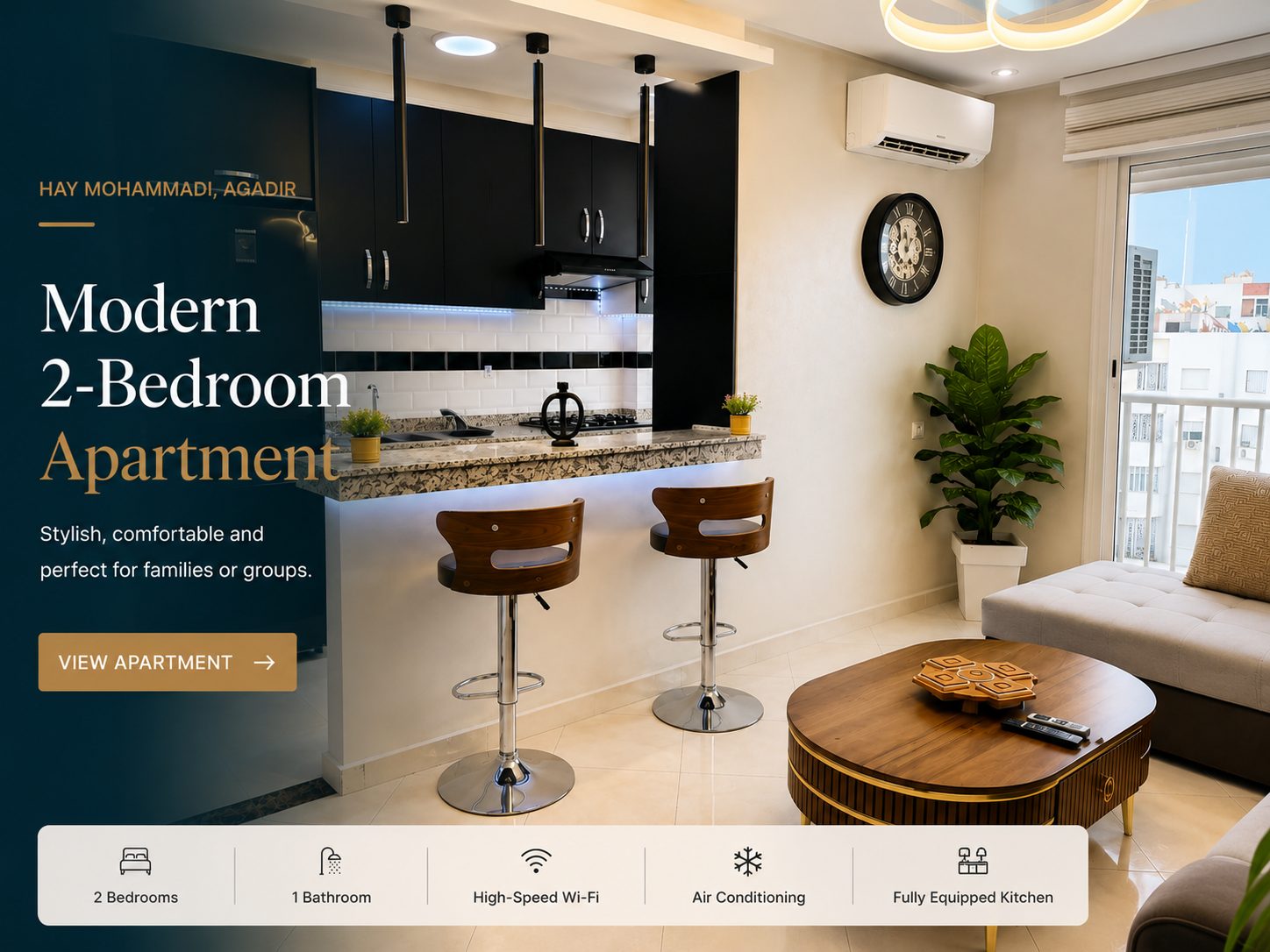DHAJIA Hay Mohammadi Modern 2-Bed Apartment + 10–15 Min to Beach & Souk