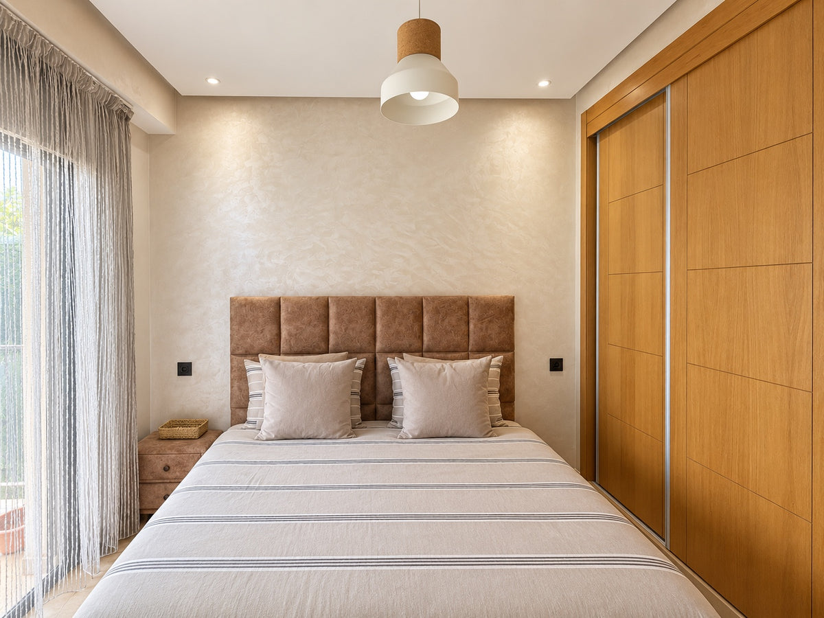 Bedrooms | Double bedroom front view with white bedding
