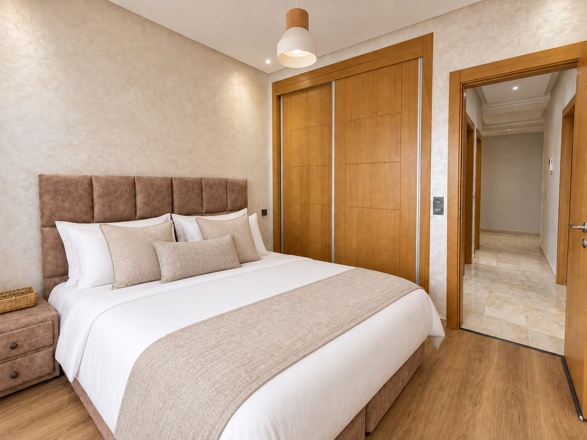 Bedrooms | Bedroom wardrobes and warm wood finishes
