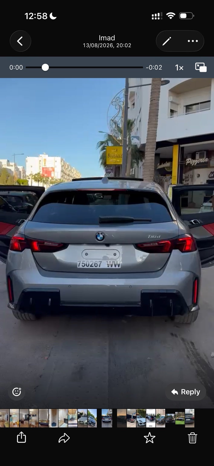 Grey BMW 116d available for car hire enquiries in Agadir