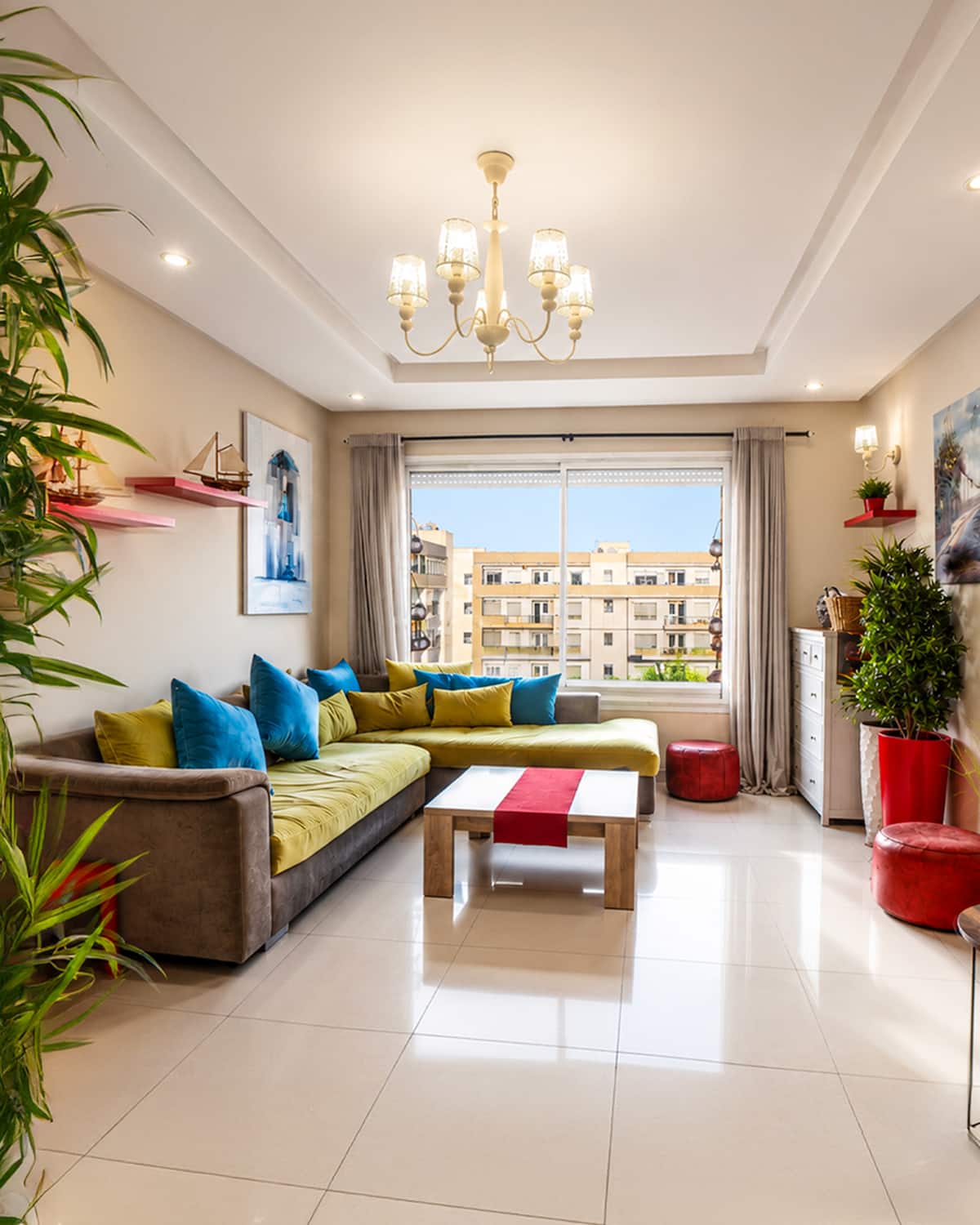 Islane GH6 living room with balcony view and Moroccan-inspired décor