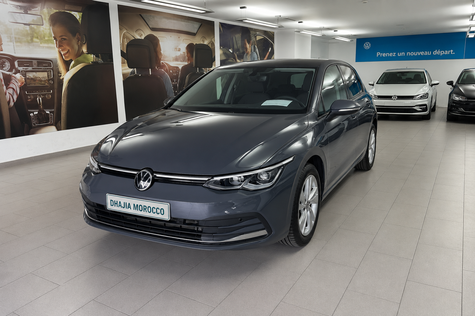 Grey 2023 Volkswagen Golf 8 available for DHAJIA Morocco car hire in Agadir