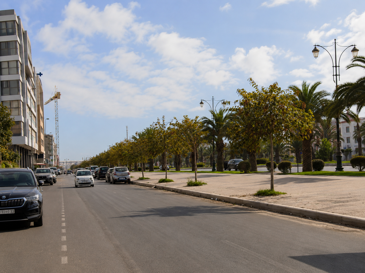 Tree-lined street in the Haut Founty neighbourhood of Agadir.