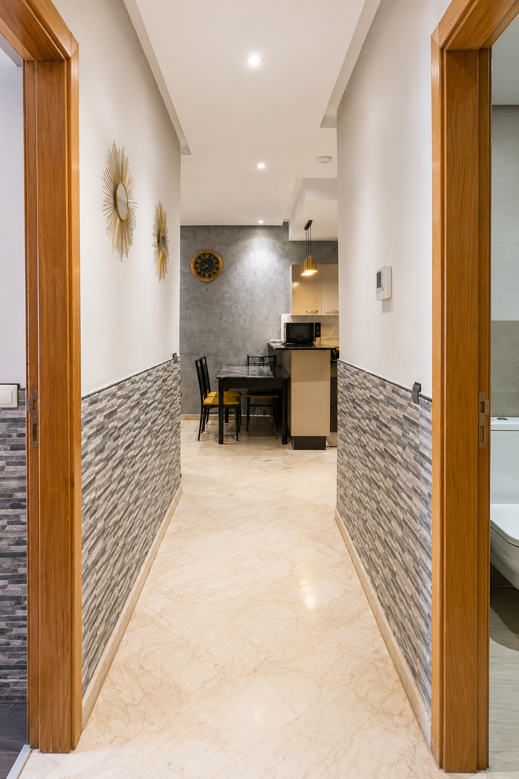 Entrance hallway leading into the Hivernage Agadir Bay apartment.