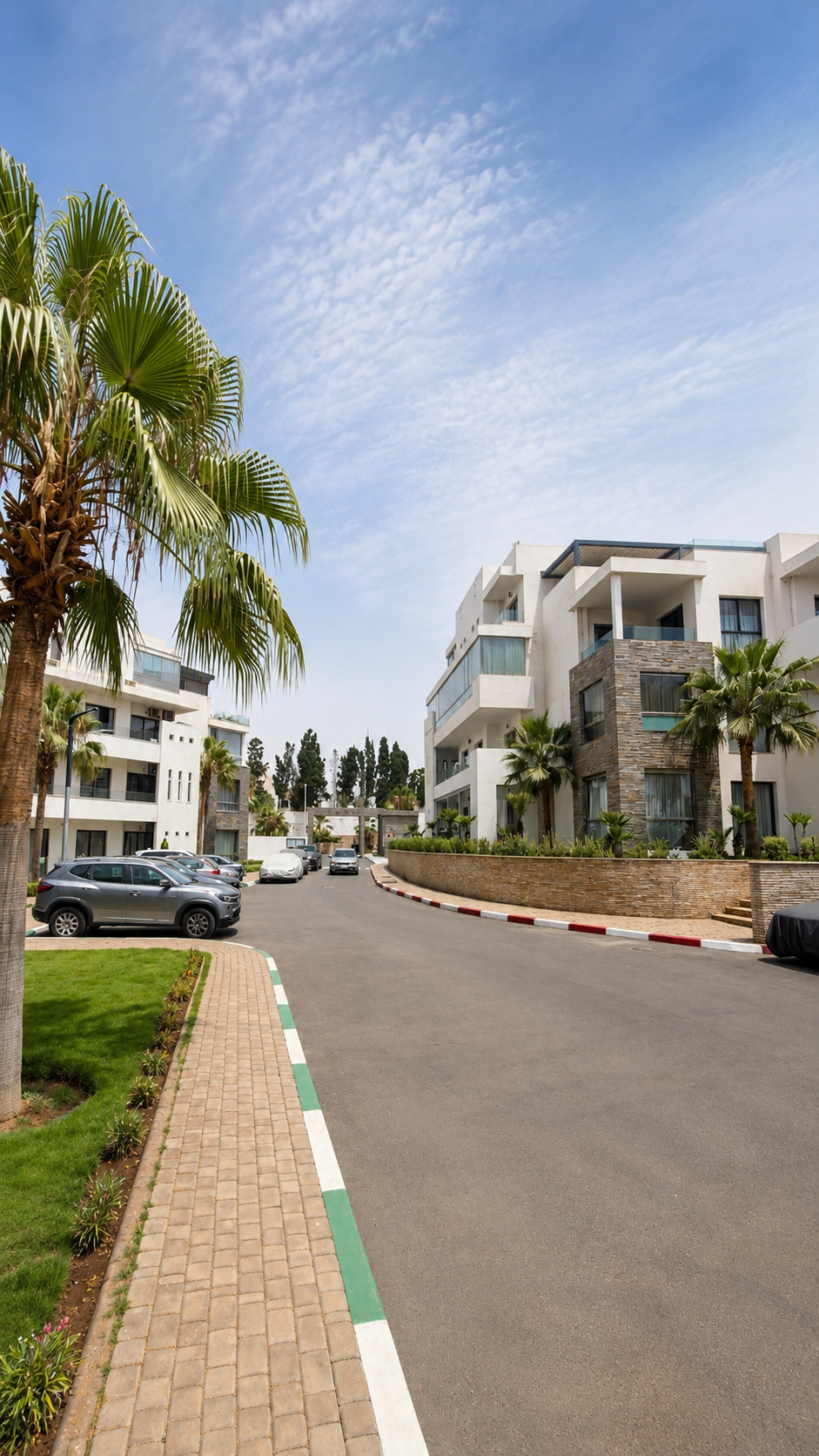 Street view of the Hivernage Agadir Bay residential buildings in Agadir.