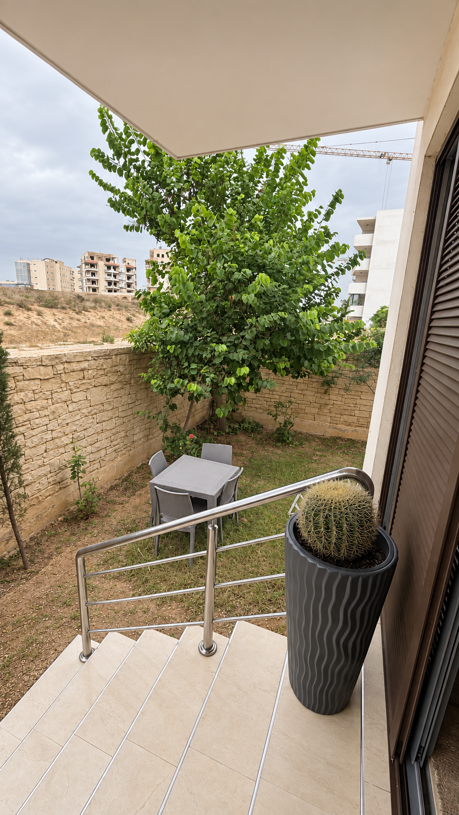 Private garden and plants at the Iken Gardens holiday apartment, Agadir Bay