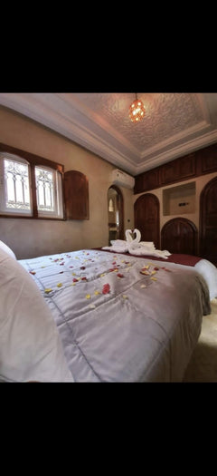 Furnished bedroom inside the Marrakech riad