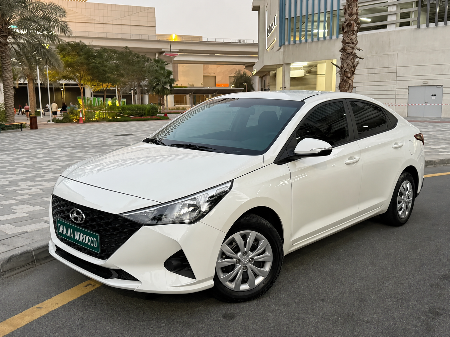 White 2023 Hyundai Accent car hire in Agadir by DHAJIA Morocco