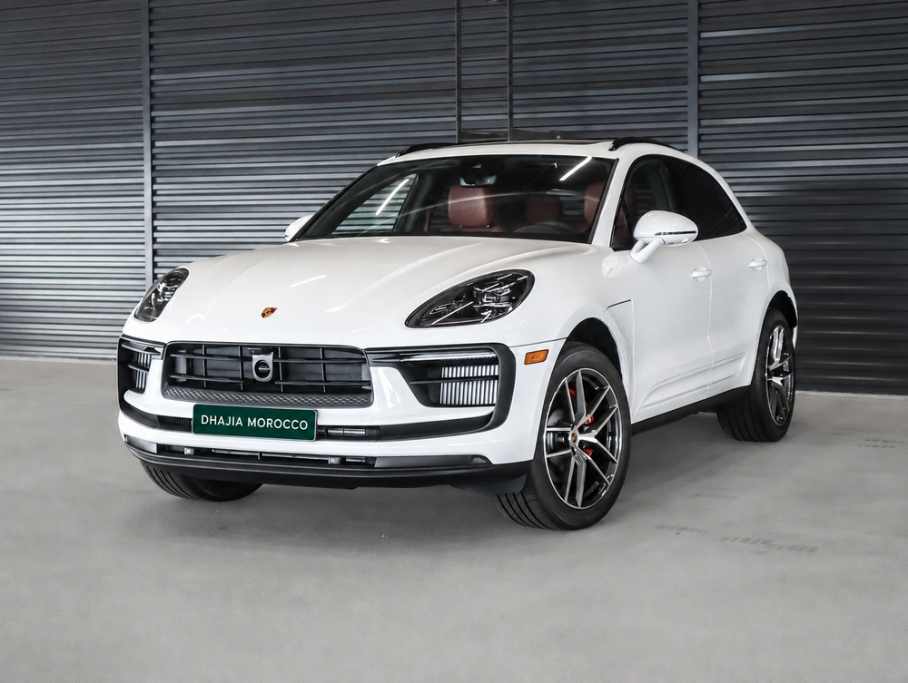 White Porsche Macan premium SUV hire in Agadir with DHAJIA Morocco