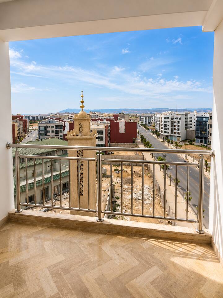 Balcony overlooking the surrounding Agadir neighbourhood from the premium apartment.
