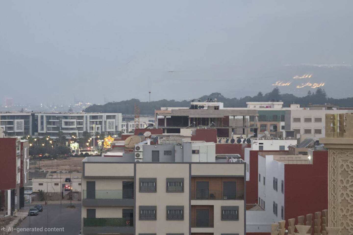 Elevated neighbourhood view towards the hills from the apartment near Agadir Bay.