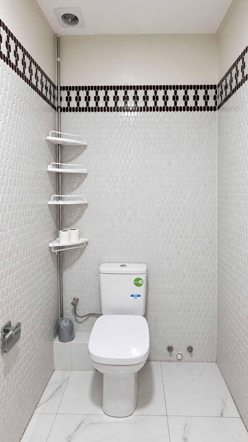 Bathroom toilet and shelving at the Central Agadir holiday apartment near the beach and souk