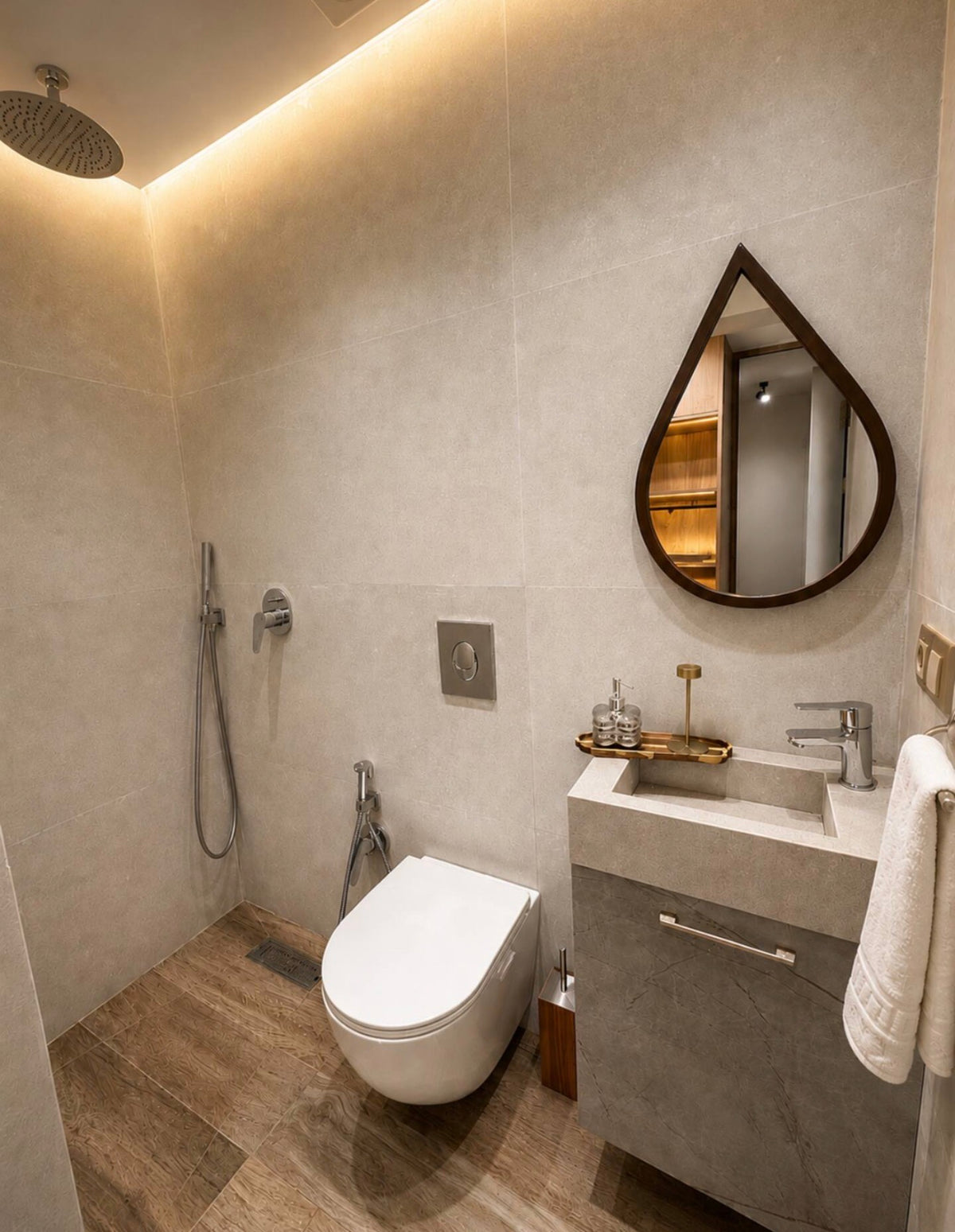 Bathroom vanity and toilet at the Tilila Designer holiday apartment, Agadir