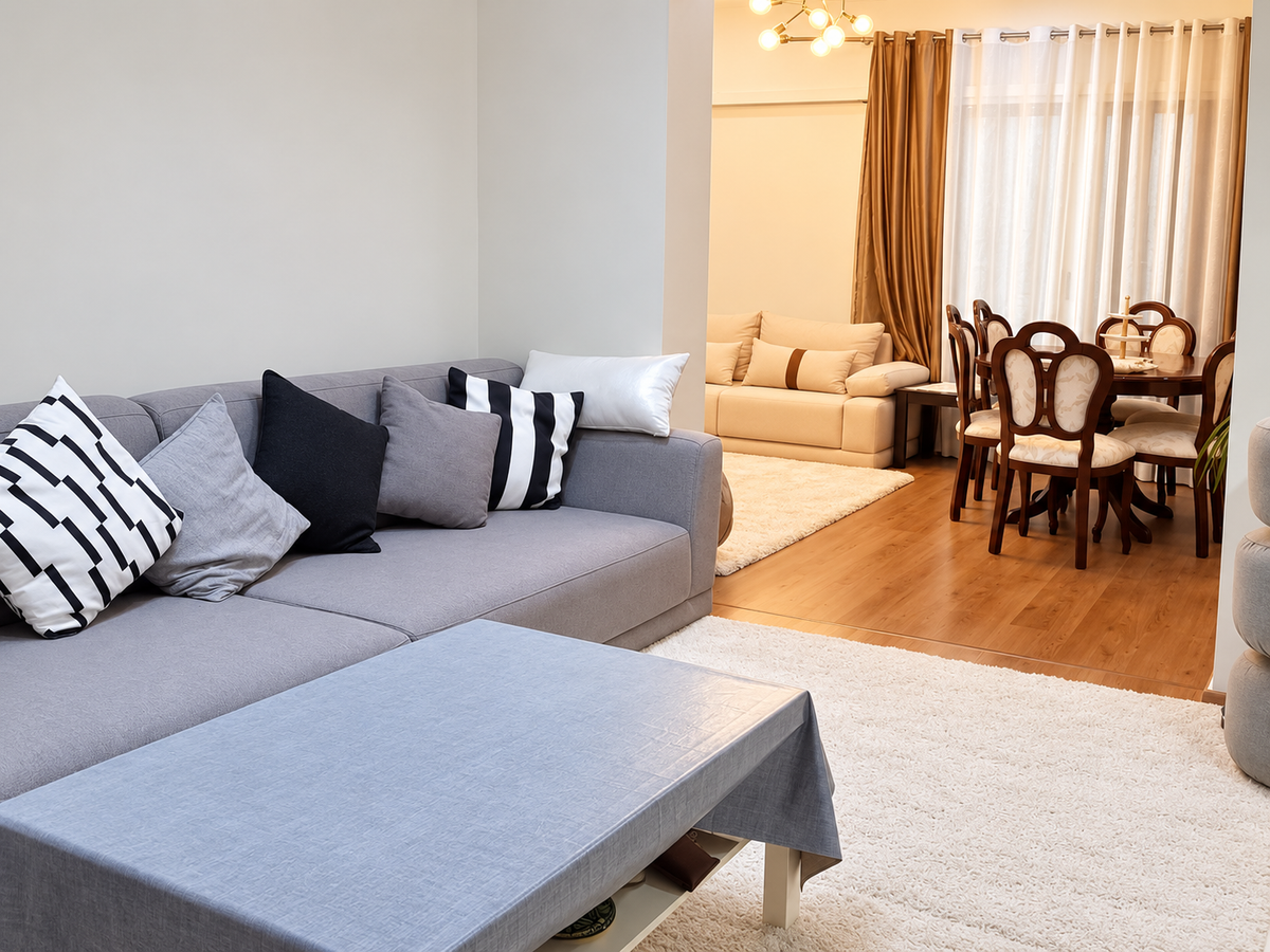Sala rodzinna i jadalnia — apartament ogrodowy z 4 sypialniami na sprzedaż w Haut Founty, Agadir