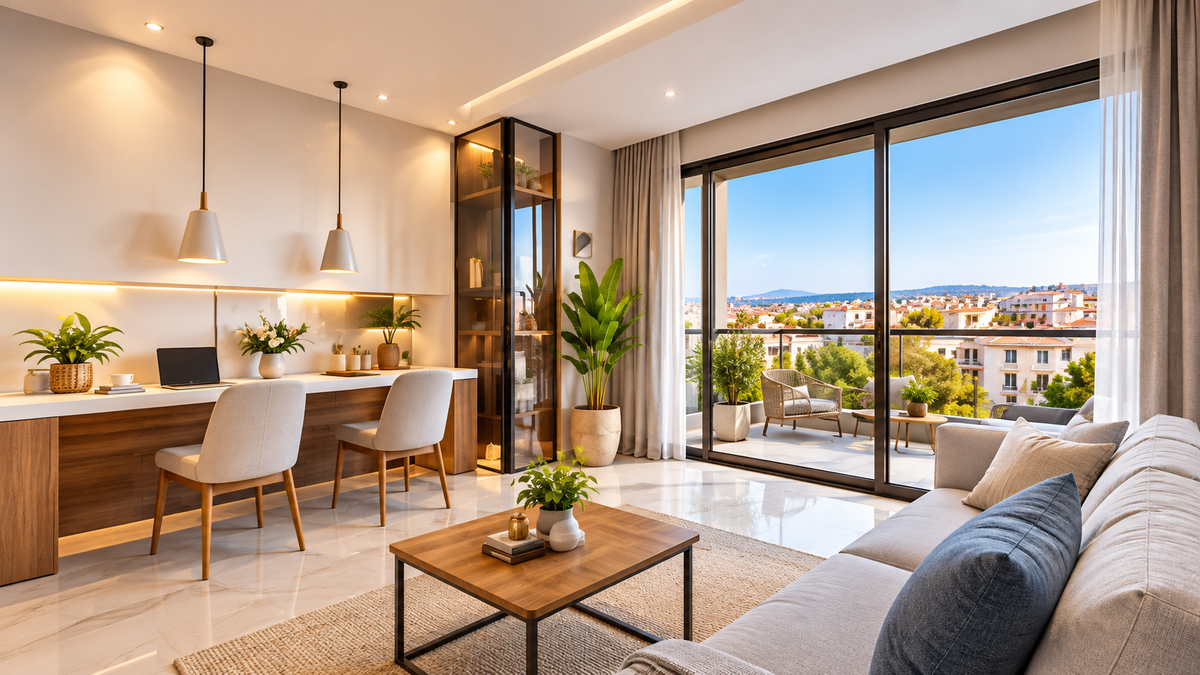 Prime Founty studio interior — illustrative AI adaptation of supplied brochure render